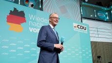 CDU's chancellor candidate, Friedrich Merz, speaks following snap elections in Germany on Feb, 23, 2025