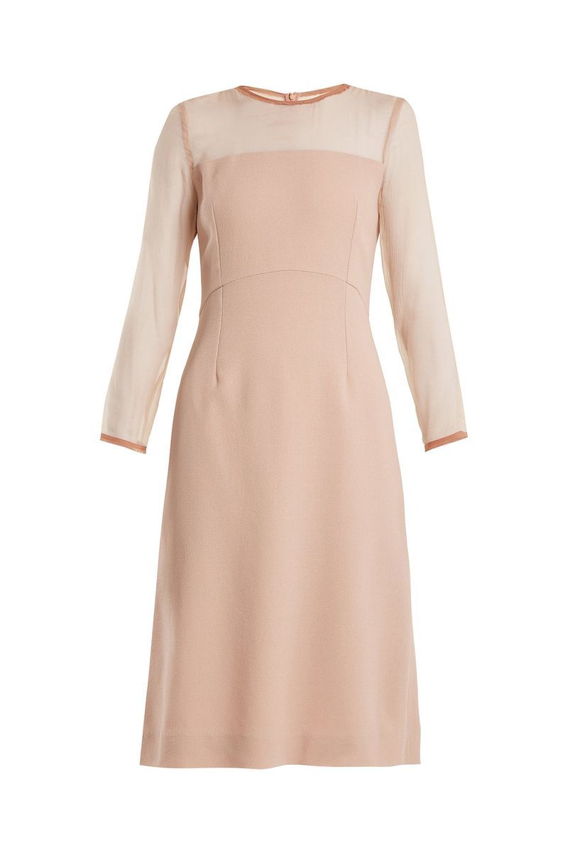 Clothing, Dress, Pink, Day dress, Beige, Sleeve, A-line, Cocktail dress, Peach, Outerwear,