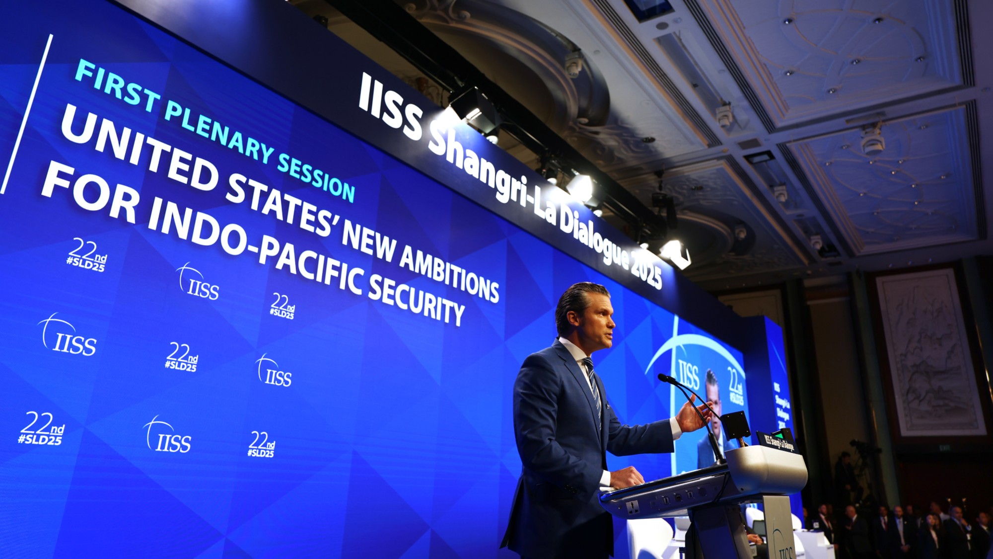Defense Secretary Pete Hegseth speaks on Indo-Pacific security in Singapore. 