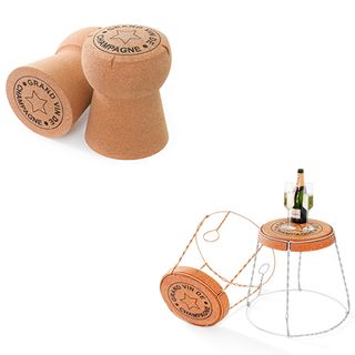 giant champagne cork stool and table