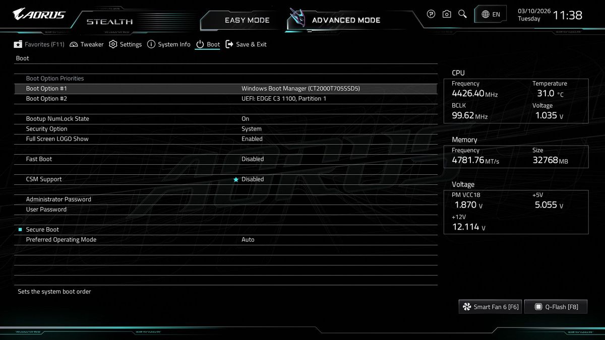 Gigabyte X870 Aorus Stealth - BIOS