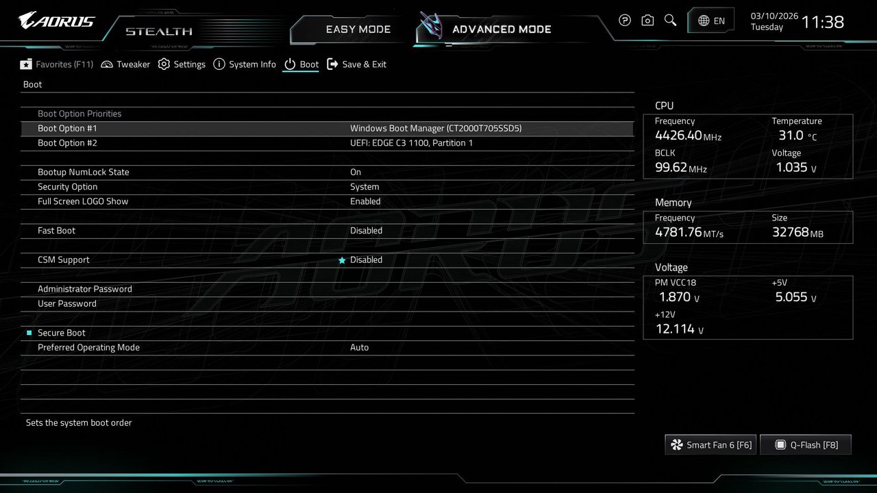 Gigabyte X870 Aorus Stealth - BIOS