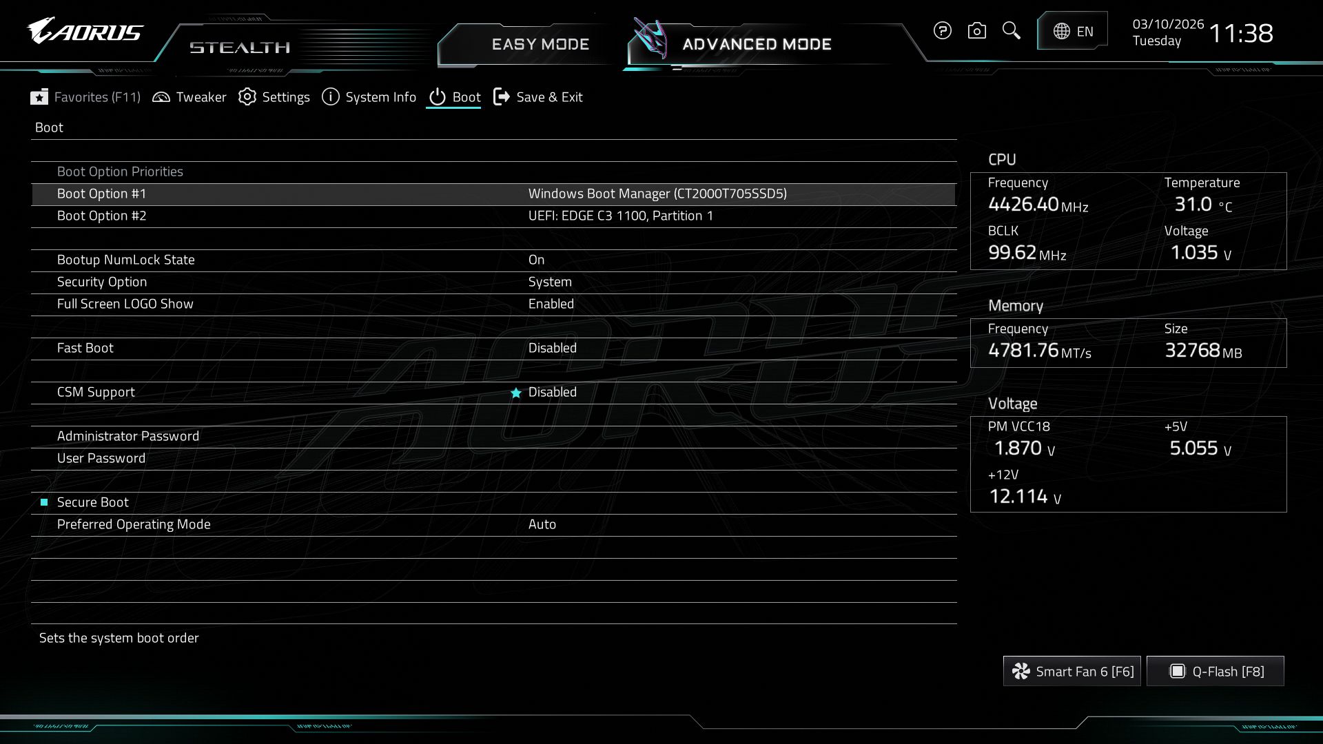 Gigabyte X870 Aorus Stealth - BIOS