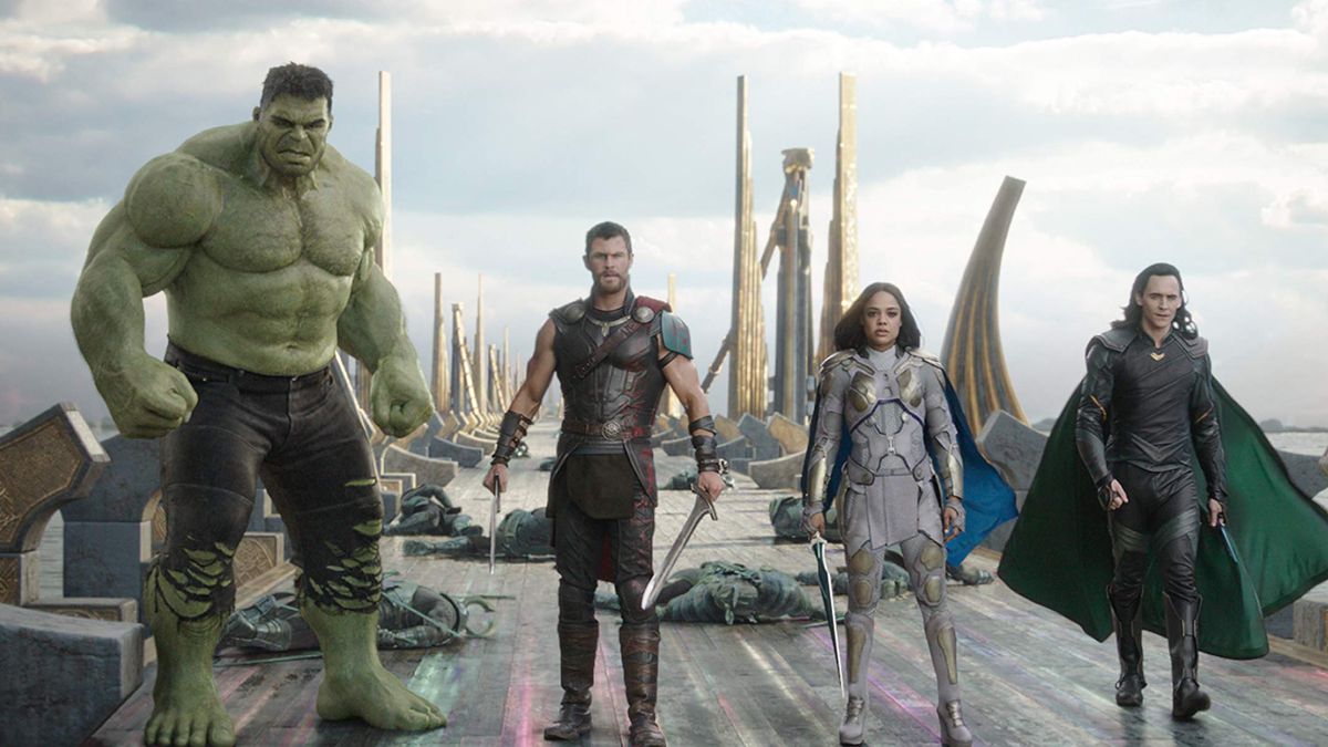 From left, Mark Ruffalo, Chris Hemsworth, Tessa Thompson and Tom Hiddleston in &quot;Thor: Ragnarok.&quot;