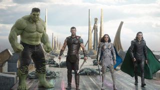 From left, Mark Ruffalo, Chris Hemsworth, Tessa Thompson and Tom Hiddleston in "Thor: Ragnarok".