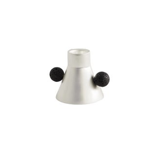 silver plated candle holder with black stone spherical handles