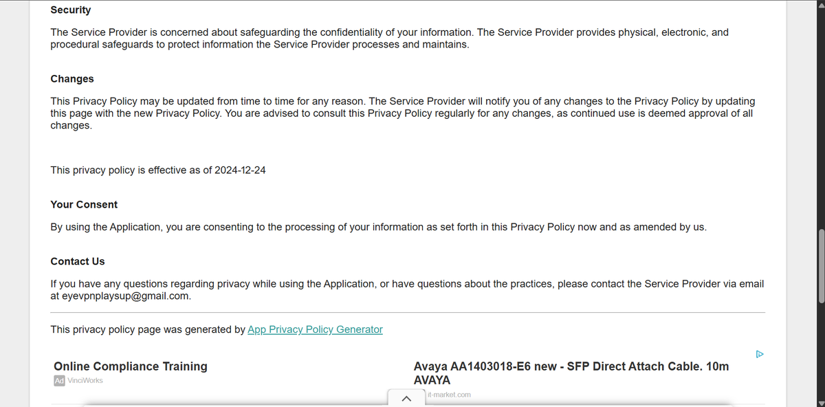 ARAS VPN Privacy policy