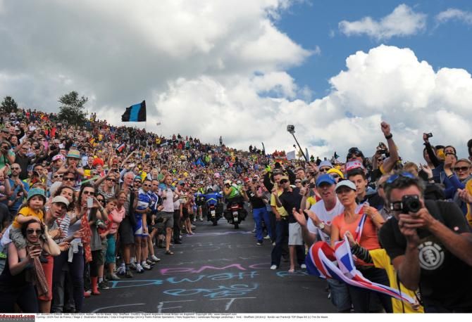 Trying to squeeze through the crowds
