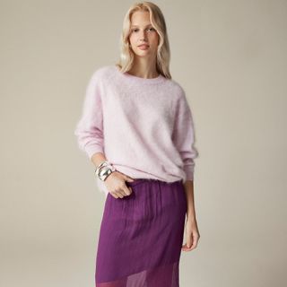 J.Crew, Embellished Brushed Cashmere Relaxed Crewneck Sweater