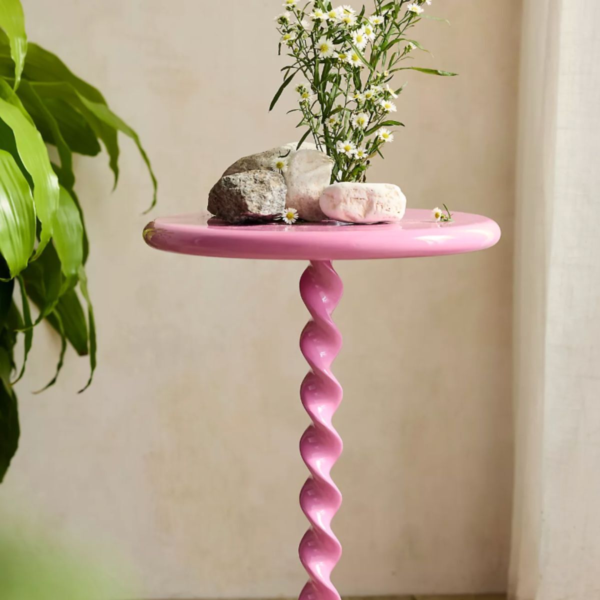 A pink side table