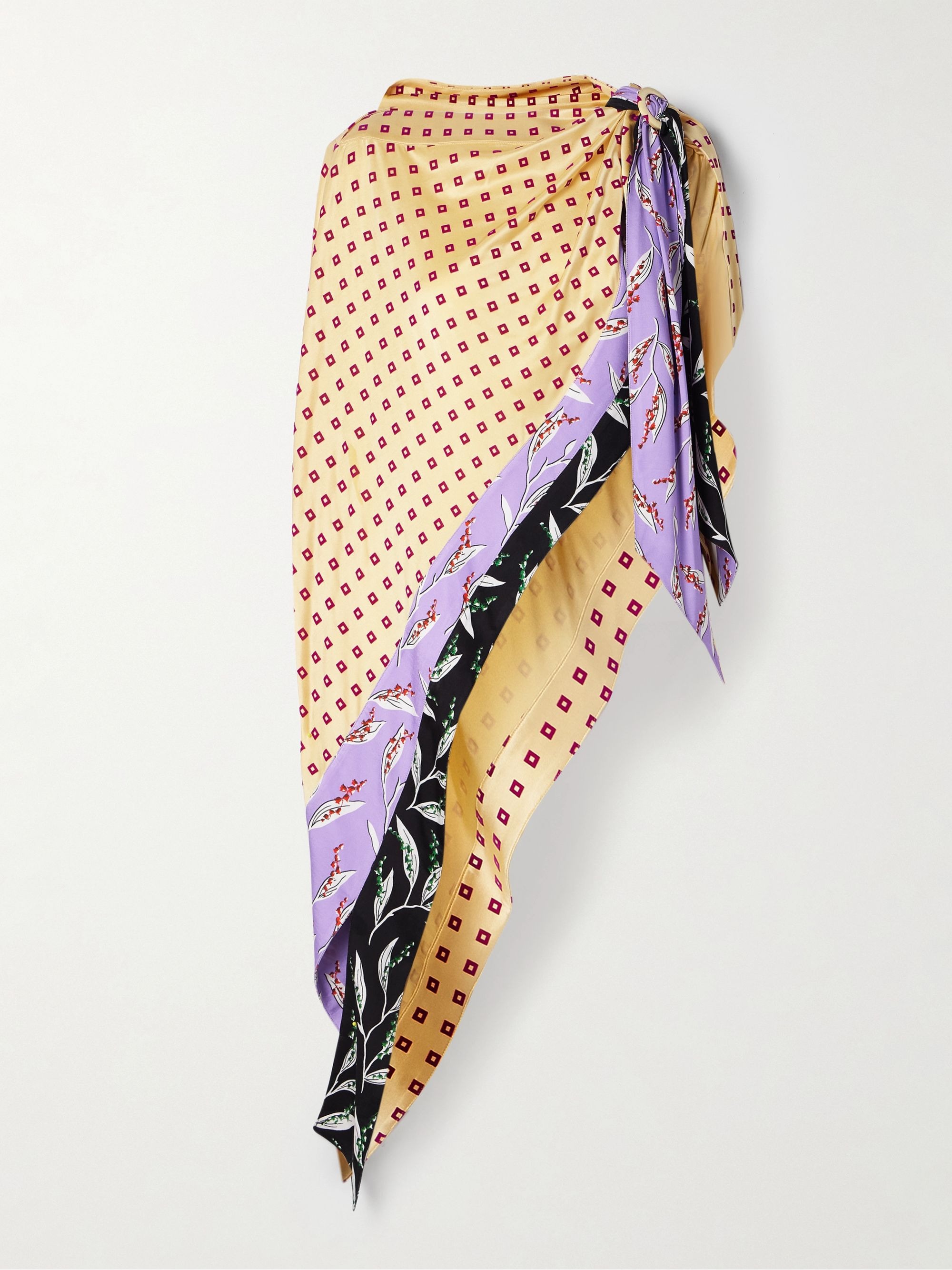 Rabanne, Draped Flocked Printed Satin Shawl