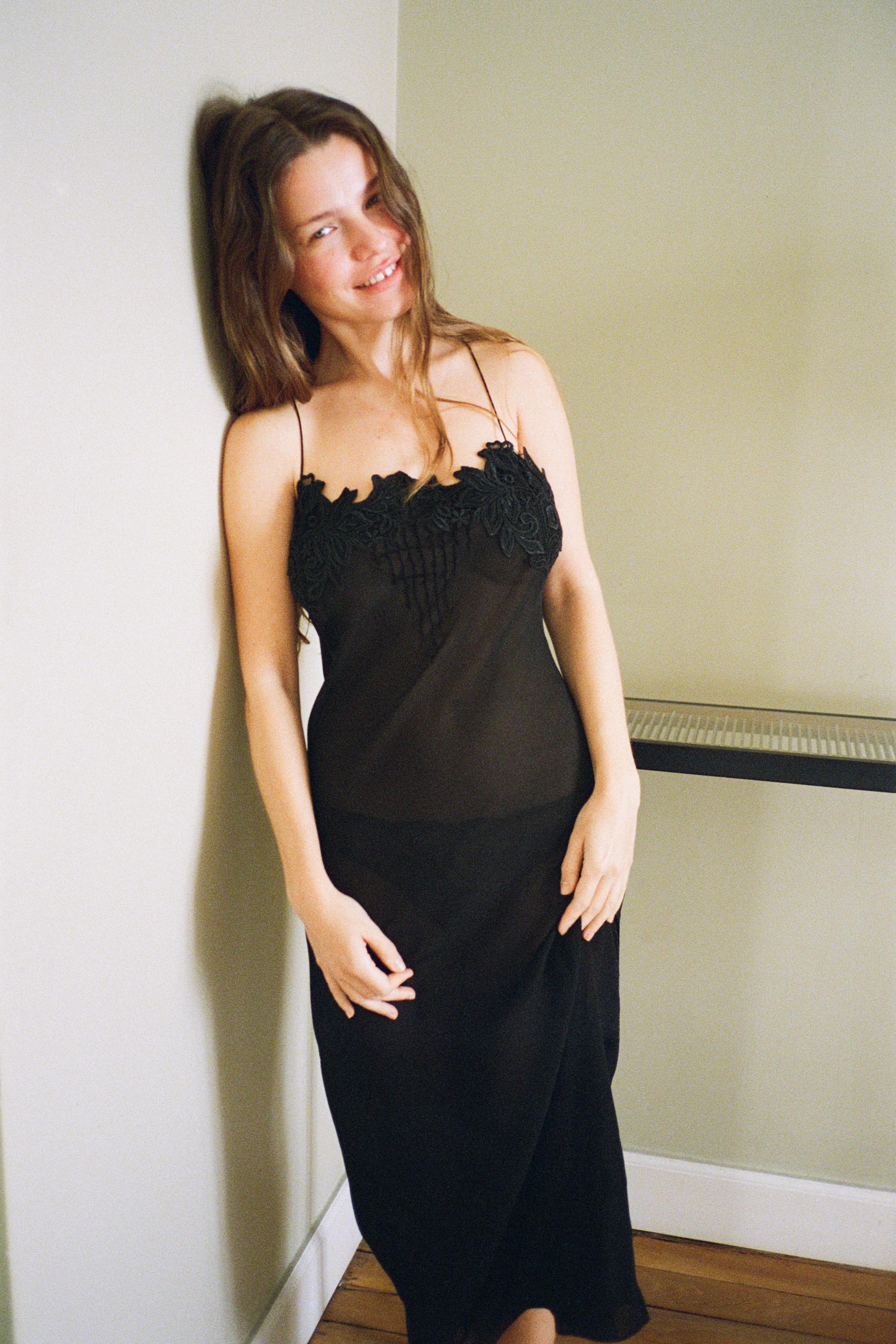 Embroidered Georgette Midi Dress