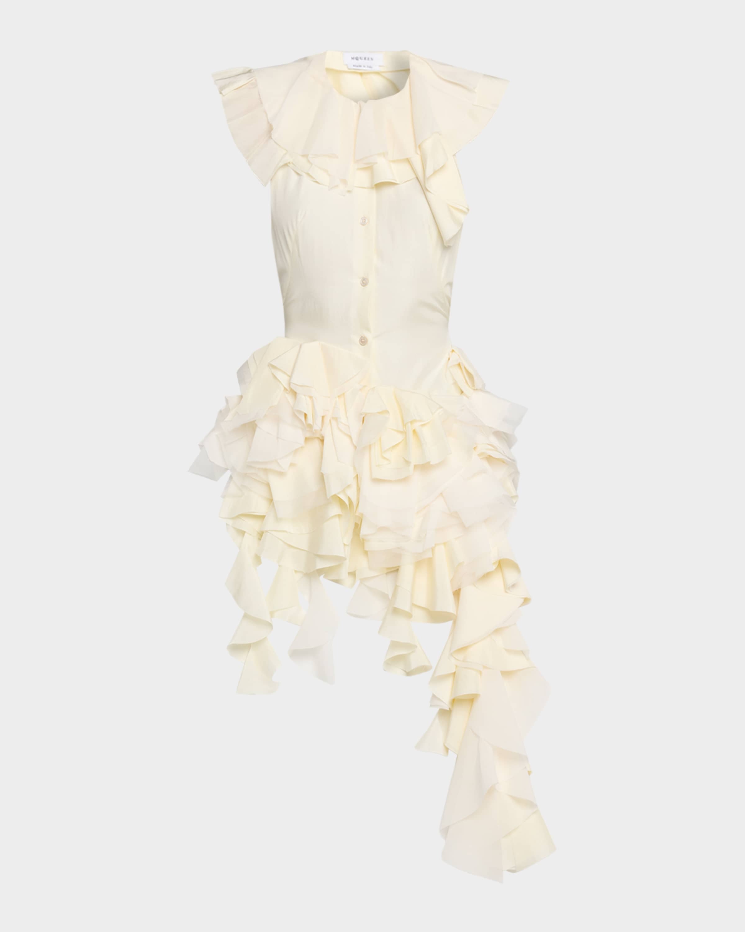 MCQUEEN, Backless Ruffle Silk Gown