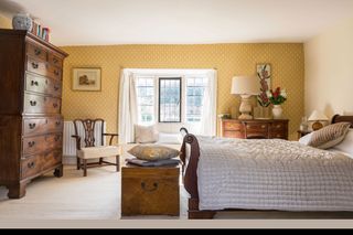 farmhouse bedroom yellow wallpaper