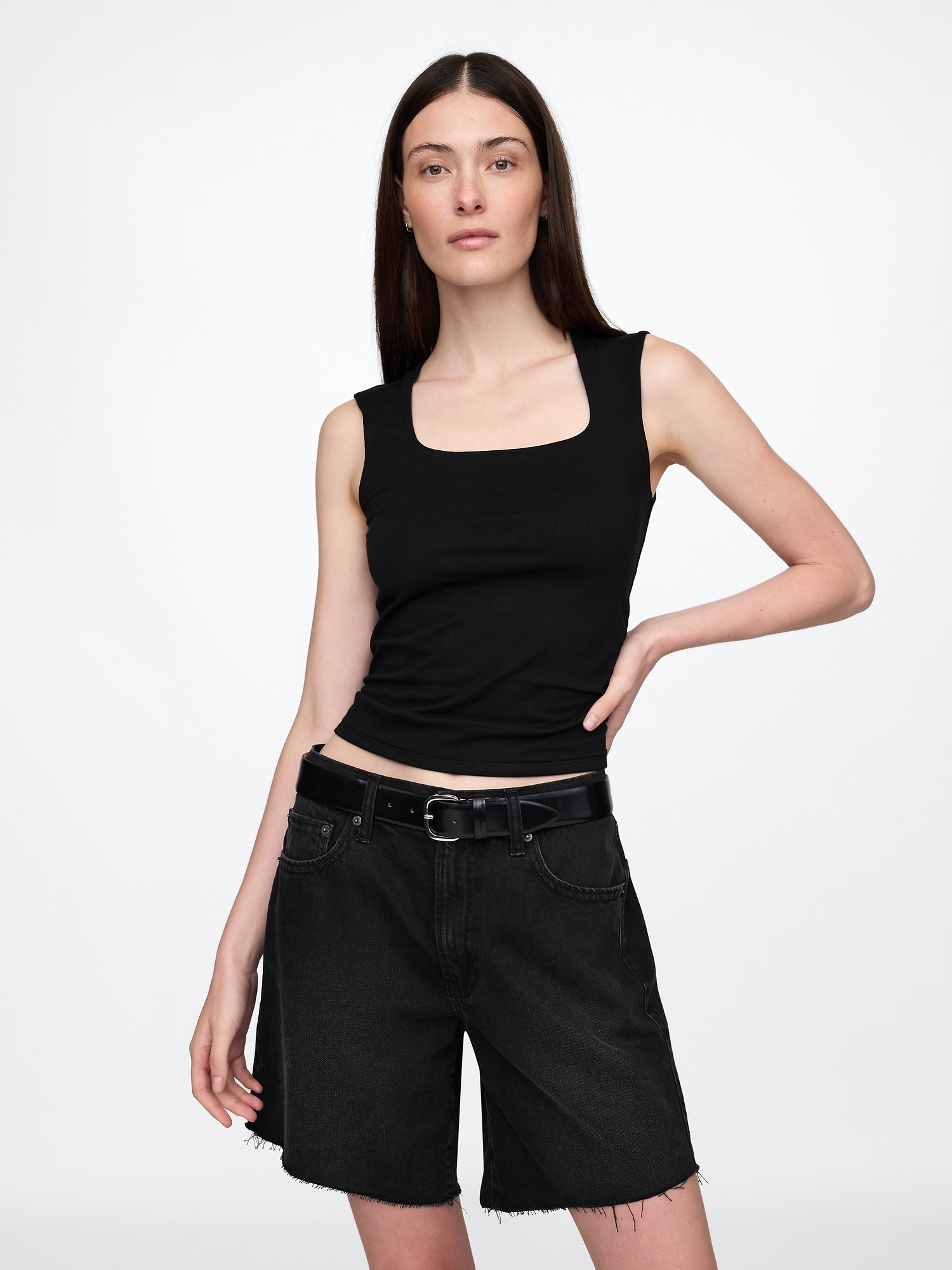 Closeknit Jersey Square-Neck Top