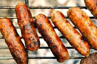 Sausages in a barbecue