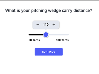 PING Web Fit Wedge App Screenshot of first question on pitching wedge carry distance