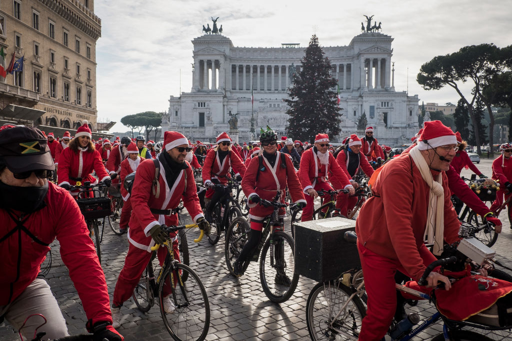 Cycling Santas