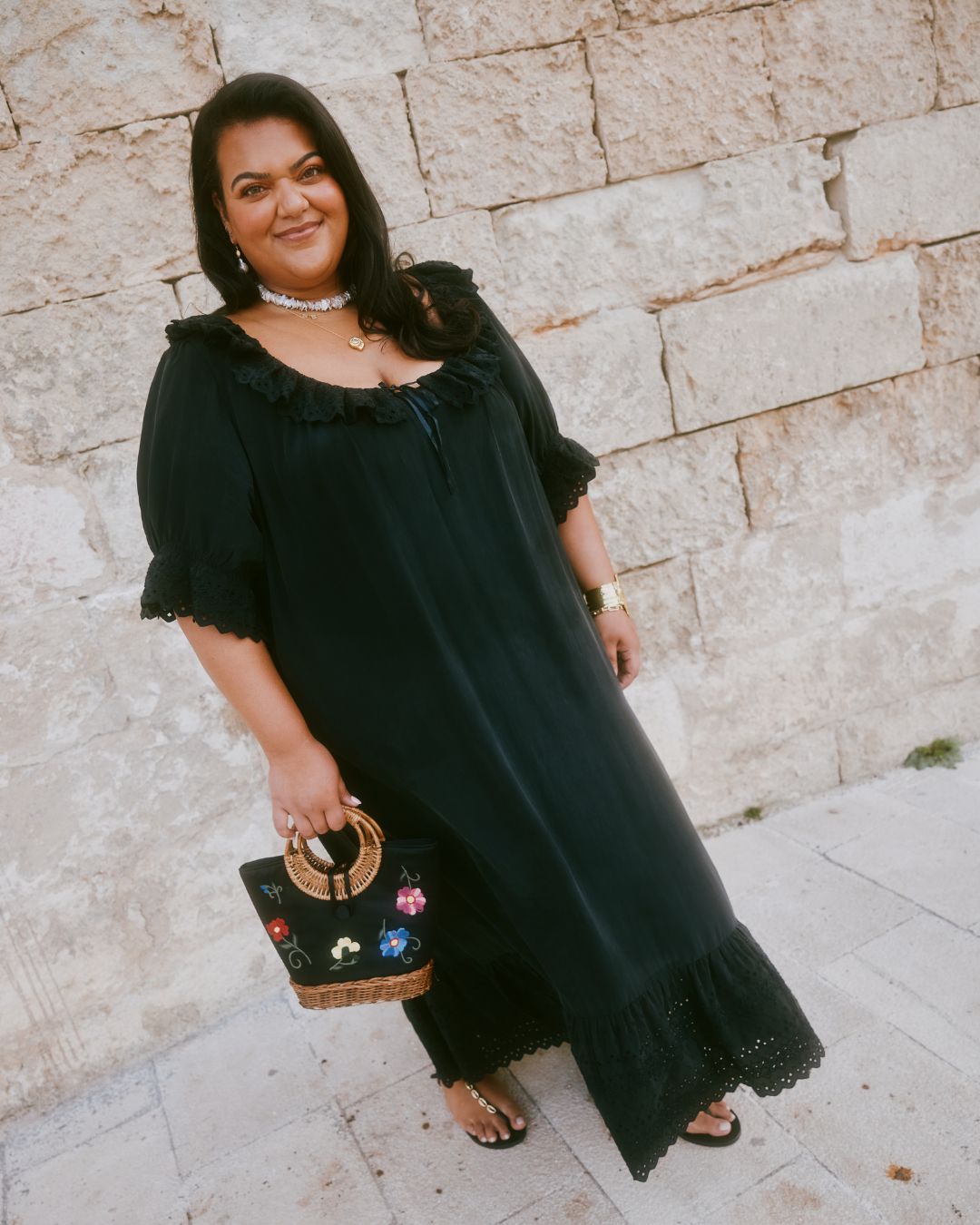 billie bhatia wearing a dress from her rixo collection