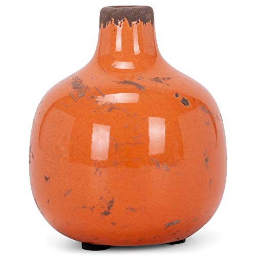 47th & Main Vintage Ceramic Vase Mini, Round Orange