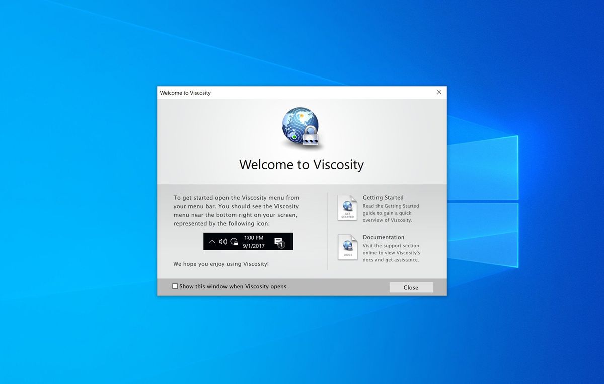 Viscosity welcome screen