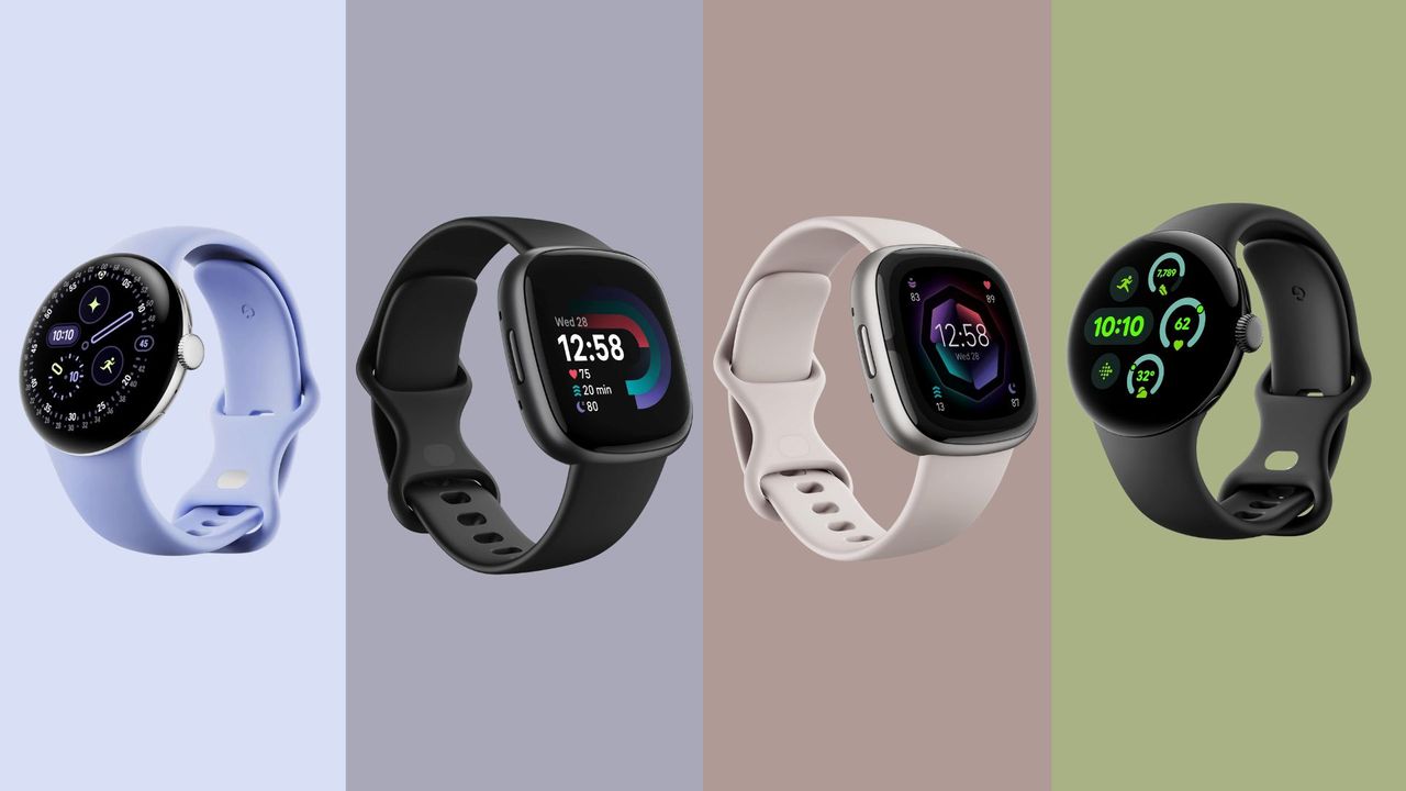 Google Pixel Watch 3, Fitbit Versa 4, Sense 2, and Google Pixel Watch 4, all savings as part of the Fitbit deals in the Black Friday sale 2025