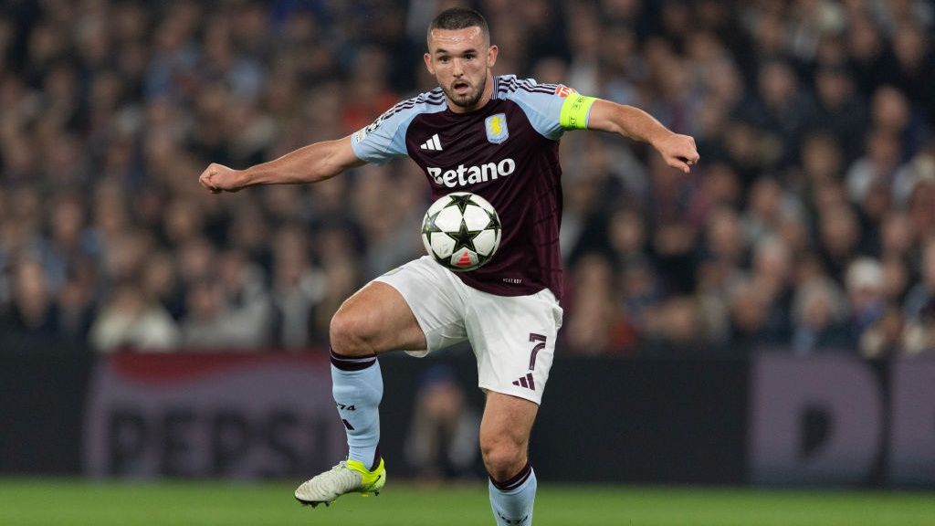 Aston Villa captain John McGinn touches the ball in the 2024/25 Champions League match against Bologna