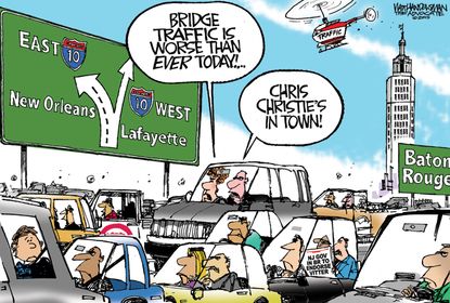
Political cartoon U.S. Christie Bridge Traffic