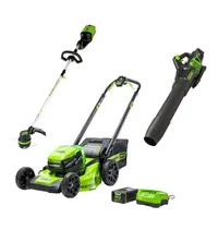 Greenworks 80V 21” Lawn Mower, 13” String Trimmer, and 730 Leaf Blower 3-piece Combo | was $1,099.99, now $699.99 at Best Buy&nbsp;