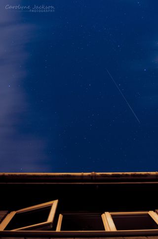 Skywatcher Carolyne Jackson of Woking, Surrey in England snapped this amazing photo of a Perseid meteor from her backyard during the peak of the 2011 Perseid meteor shower on Aug. 12, 2011.