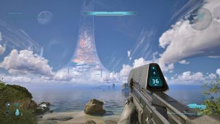 Screens of the game Halo, a sci-fi landscape