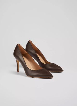 LK Bennett Floret Nude 5 Leather Pointed Courts