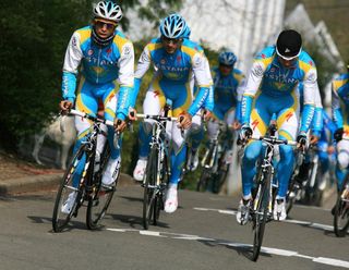 Alberto Contador rides the Fleche Wallonne course on Tuesday.