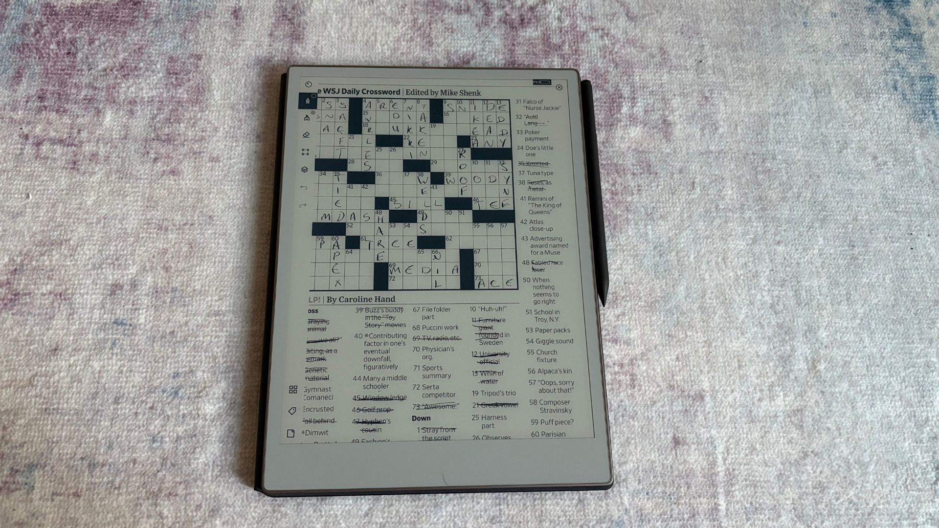 ReMarkable Paper Pro crossword