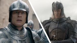 A collage of an armored Ormund and armored Daemon in House of the Dragon season 3 episode 8