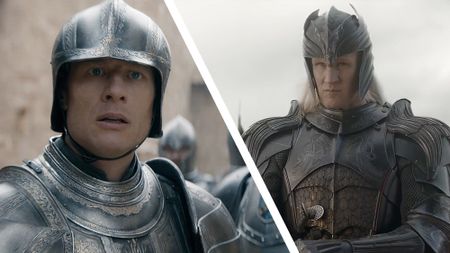A collage of an armored Ormund and armored Daemon in House of the Dragon season 3 episode 8