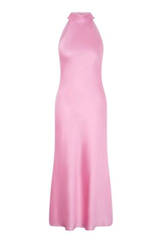 Omnes Seychelles dress with draped back detail in pink