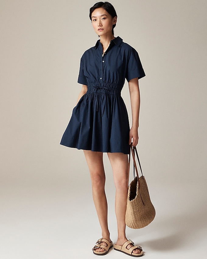 Elena Mini Shirtdress in Cotton Poplin