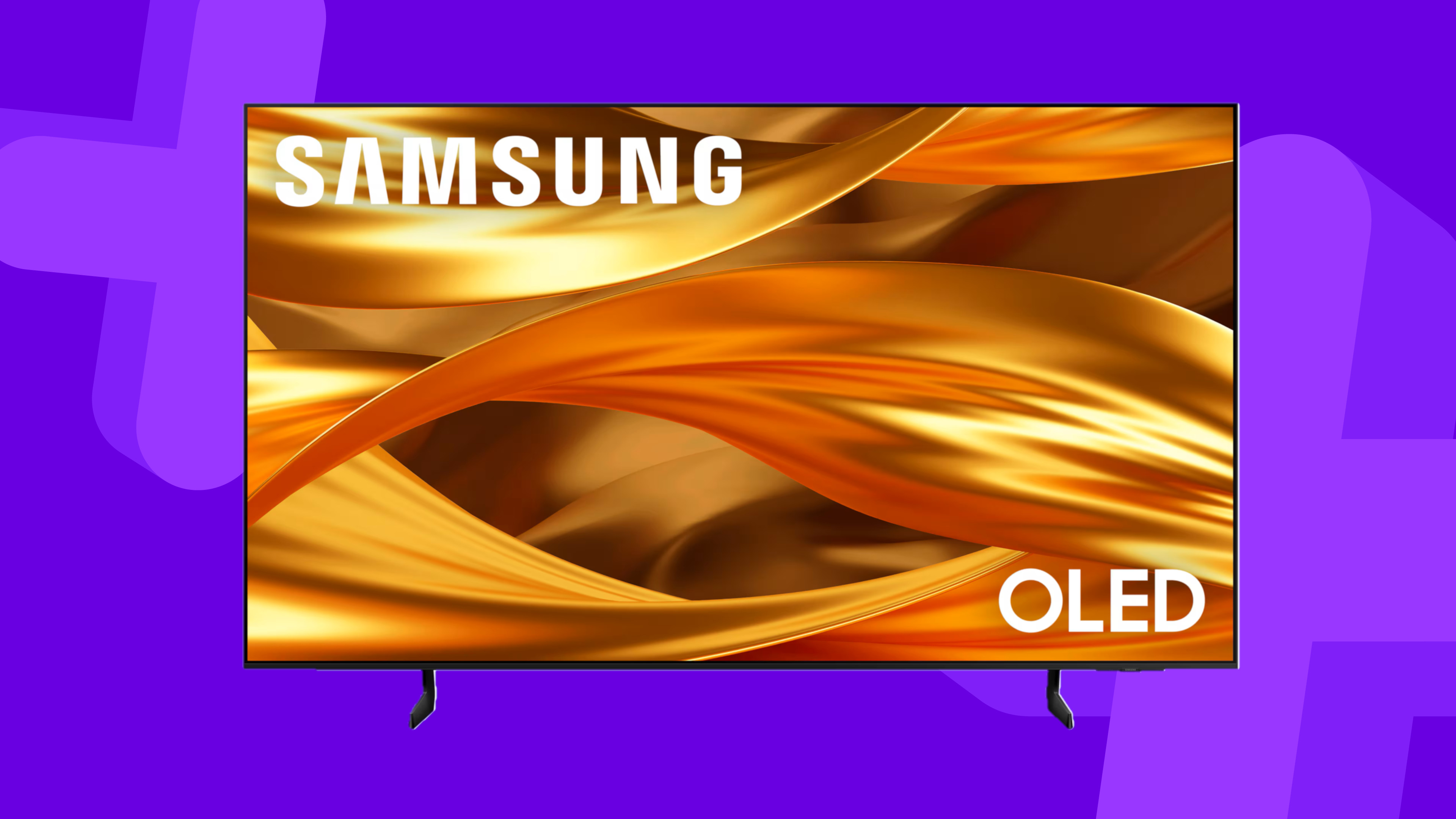 Samsung S84F OLED TV on purple background