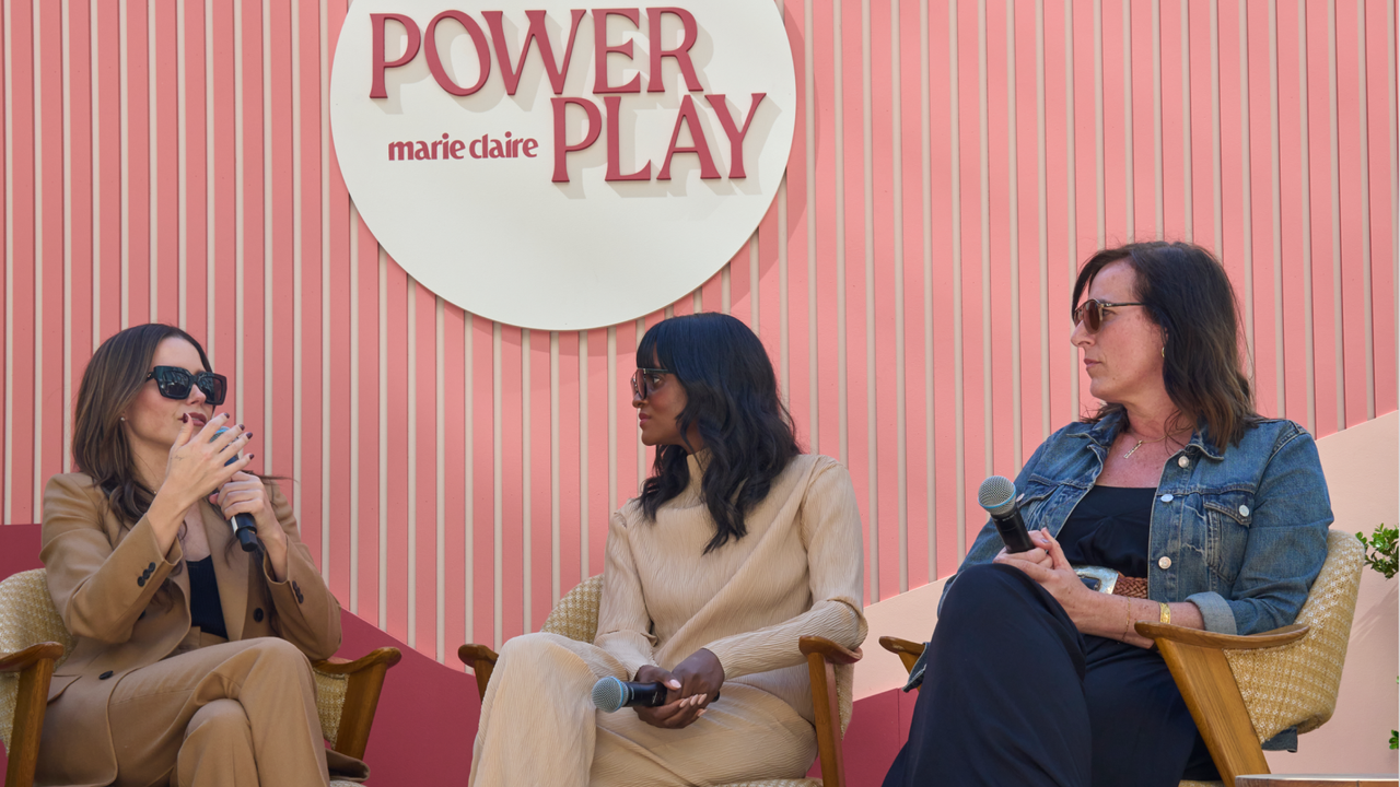 Sophia bush, nia batts, and jane smith speaking on the reverse ambition panel at Marie Claire&#039;s 2024 Power Play Summit. 