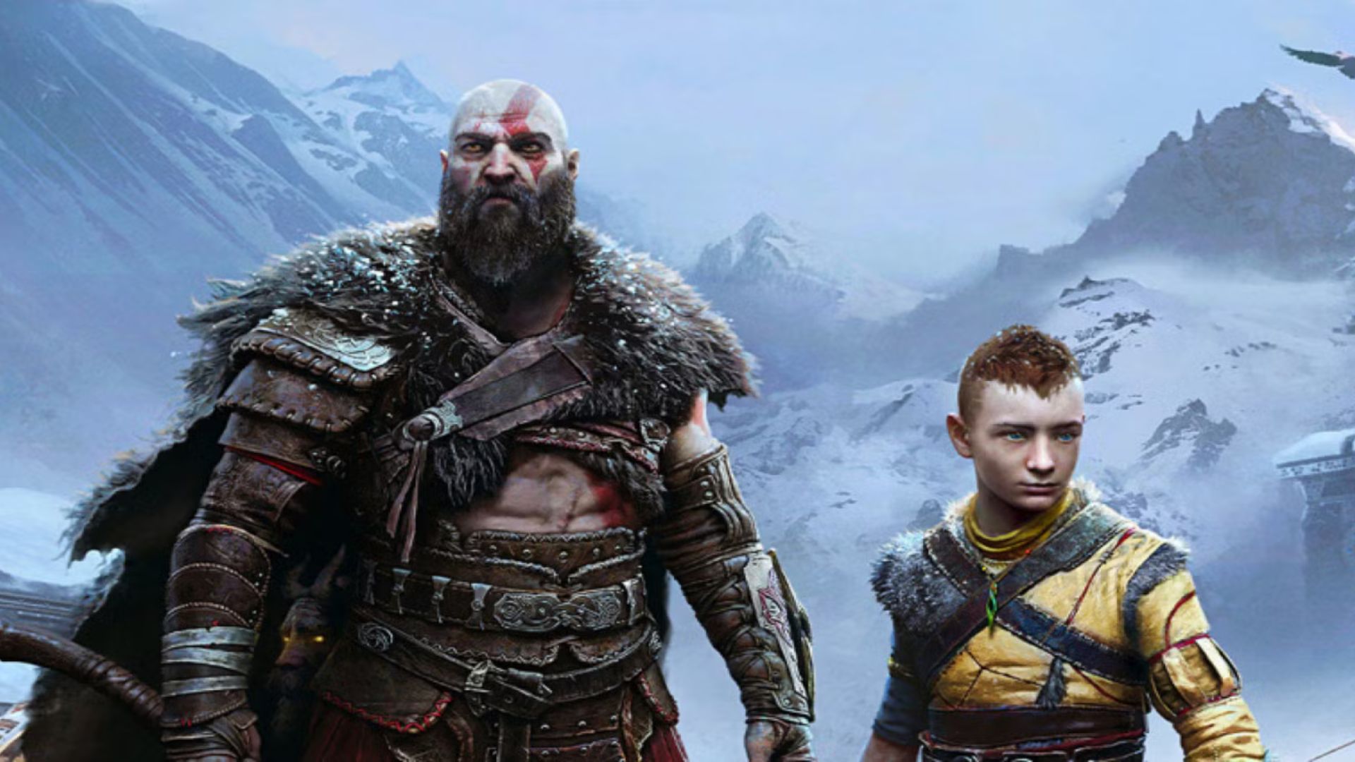 Kratos and Atreus stand next to each other 
