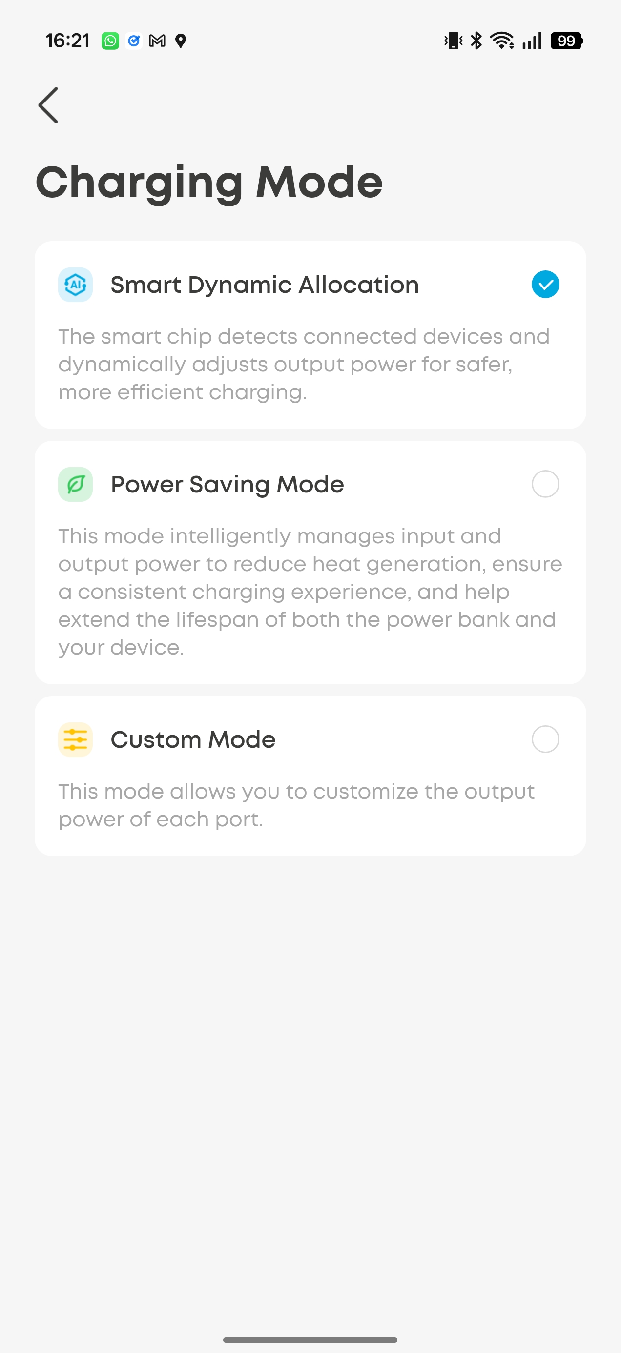Screenshots from the Anker phone application