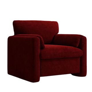 red chenille fabric plush armchair from walmart in red color