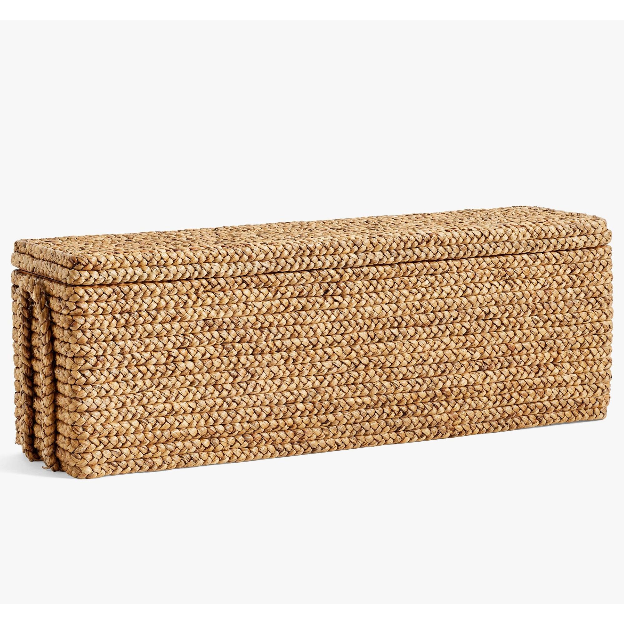 Woven rattan storage bench
