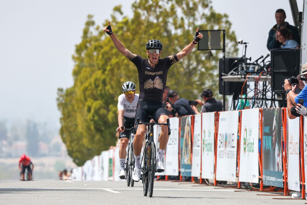 Noah Granigan (Denver Disruptors) wins stage 1 of the Redlands Bicycle Classic