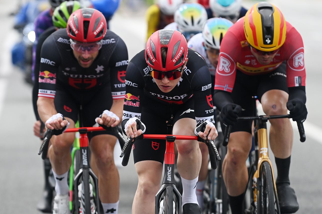 AURON, FRANCE - MARCH 15: Michael Storer of Australia and Tudor Pro Cycling Team competes in the breakaway during the 83rd Paris - Nice 2025, Stage 7 a 109.3km stage from Nice to Auron 1603m / #UCIWT / on March 15, 2025 in Auron, France. (Photo by Dario Belingheri/Getty Images)