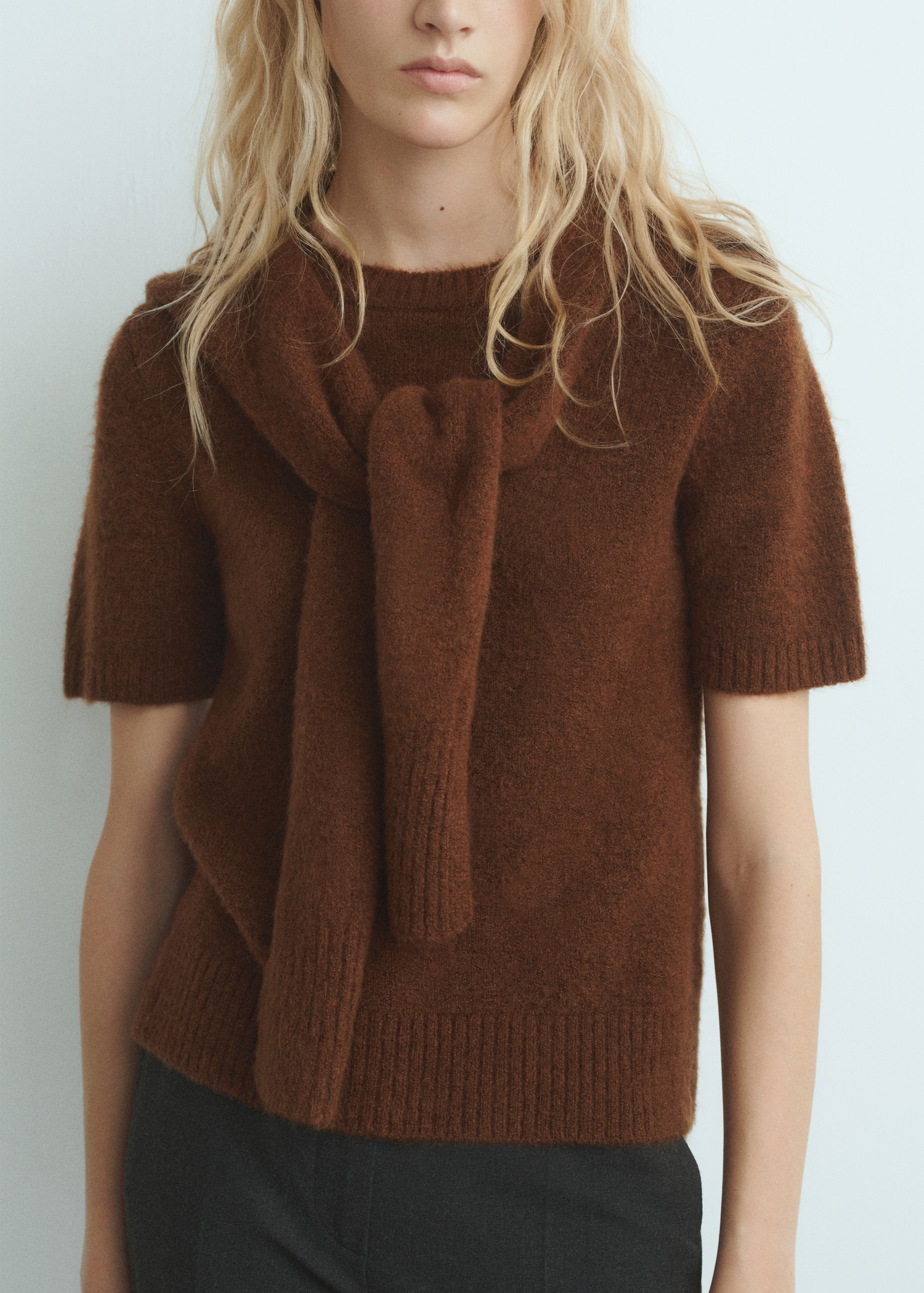 Short-Sleeved Combined Sweater - Women | Mango United Kingdom