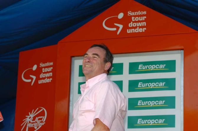 Bernard Hinault on the podium in Stirling at the Tour Down Under.