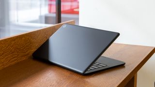 Google's Pixelbook Go laptop on a shelf