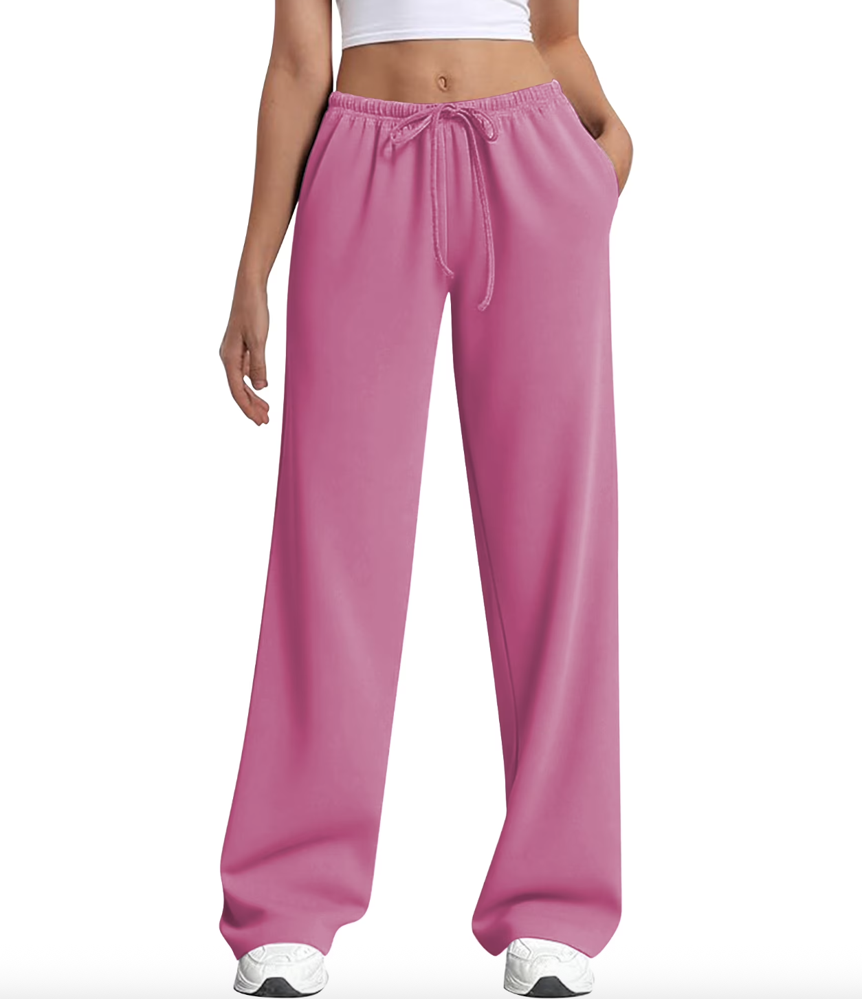 Temofon, Temofon Sweatpants for Women Drawstring Elastic Low Waist Pants Straight Leg Low Rise Sweatpants Pants for Jogger Pink Sweatpants With Pockets